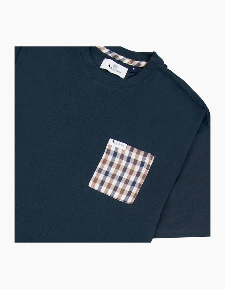 Aquascutum Club Check Pocket T Shirt Navy 11