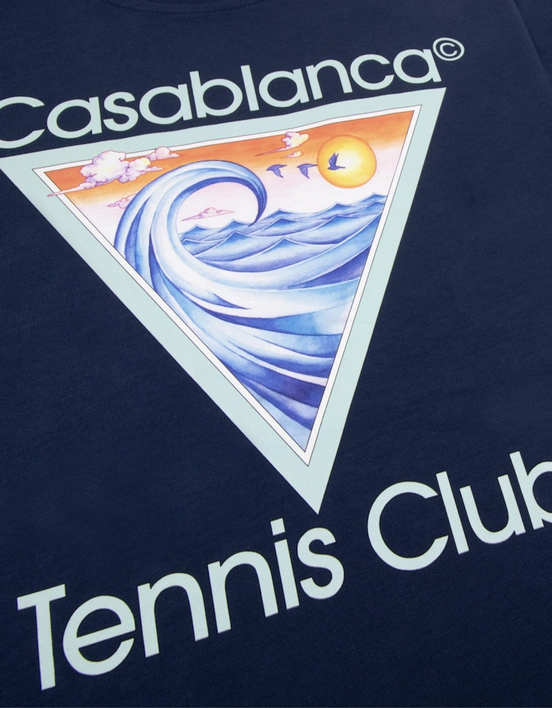 Casablanca Tennis Club Icon Printed T-shirt Navy
