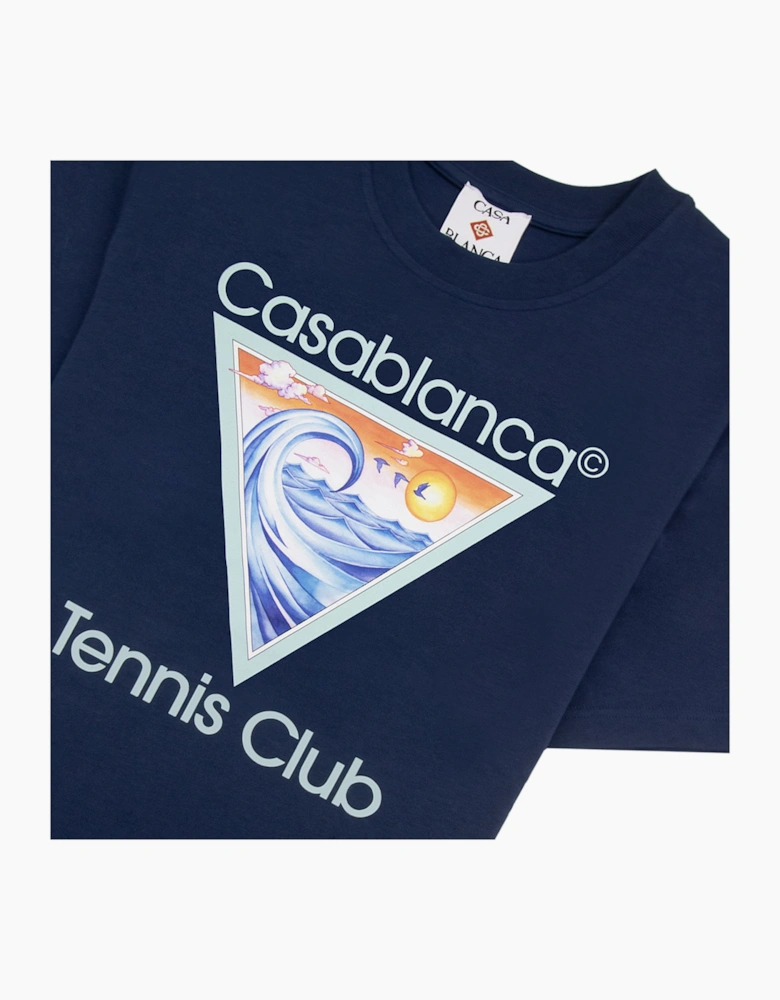 Casablanca Tennis Club Icon Printed T-shirt Navy