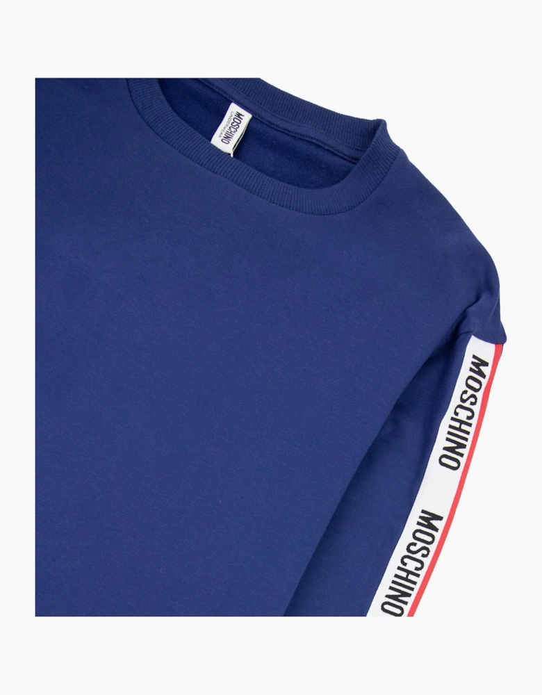Moschino Underwear Tape Logo Crew Neck Sweatshirt Navy Blue 0290