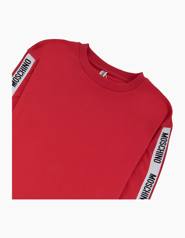 Moschino Underwear Tape Logo Crew Neck Sweatshirt Red 0118