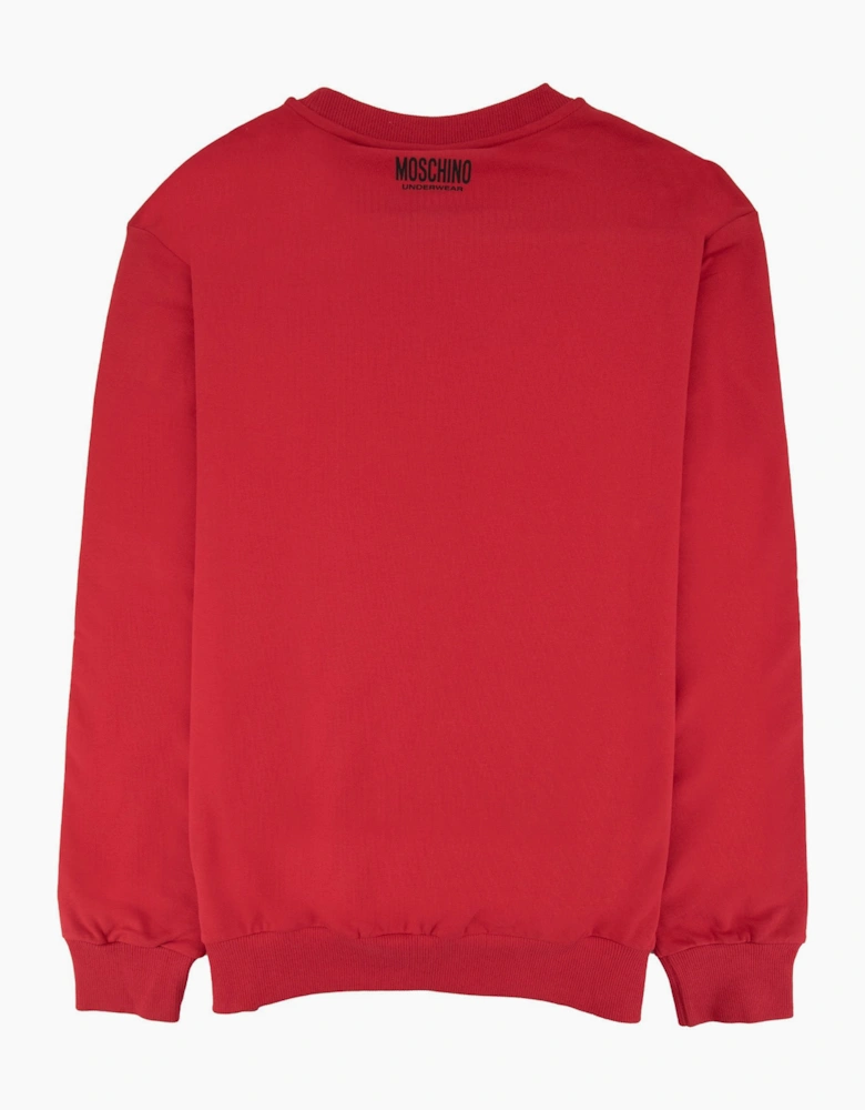 Moschino Underwear Tape Logo Crew Neck Sweatshirt Red 0118