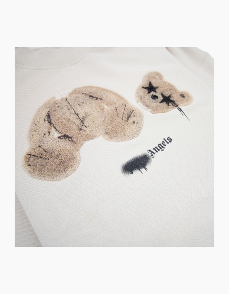 Palm Angels Spray Bear Crewneck Sweatshirt Grey Brown