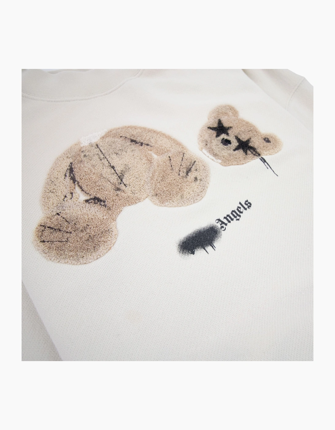 Palm Angels Spray Bear Crewneck Sweatshirt Grey Brown