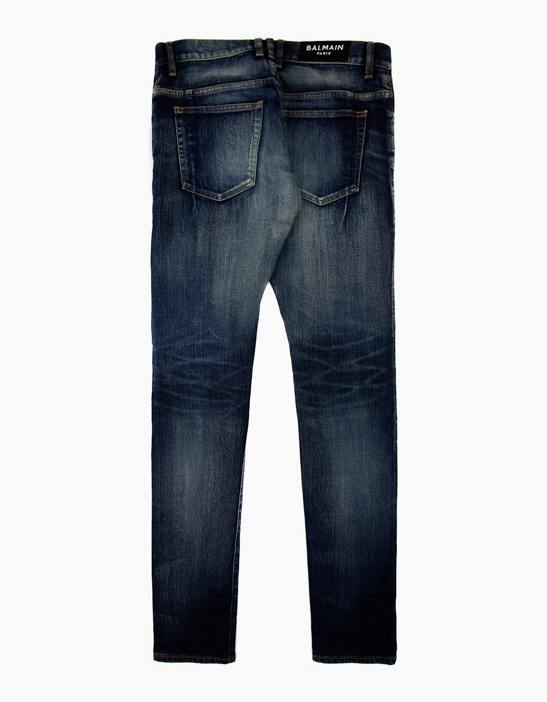 Balmain Distressed Slim Selvedge Jean Denim