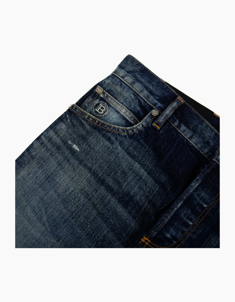 Balmain Distressed Slim Selvedge Jean Denim