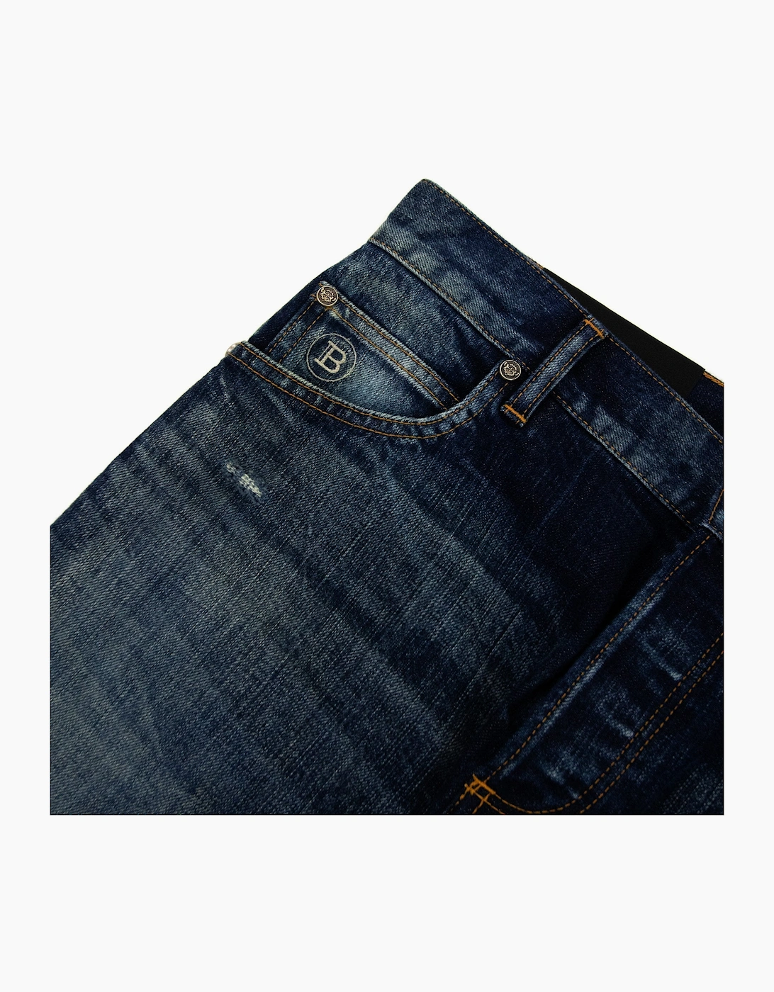 Balmain Distressed Slim Selvedge Jean Denim