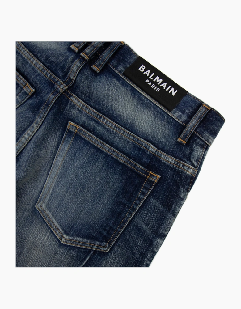 Balmain Distressed Slim Selvedge Jean Denim
