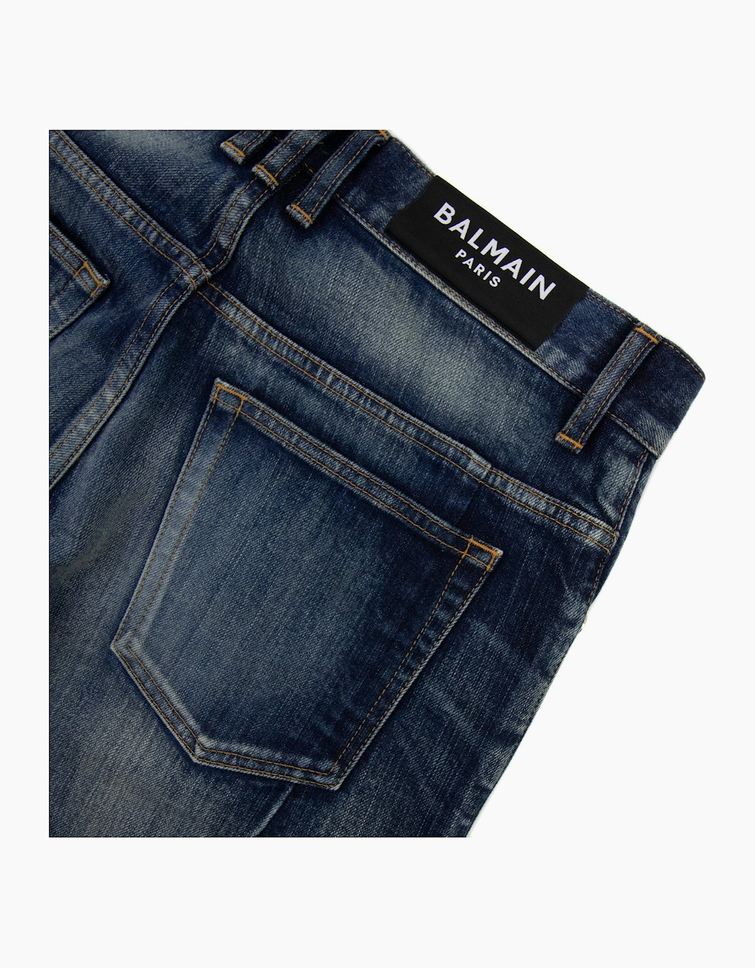 Balmain Distressed Slim Selvedge Jean Denim
