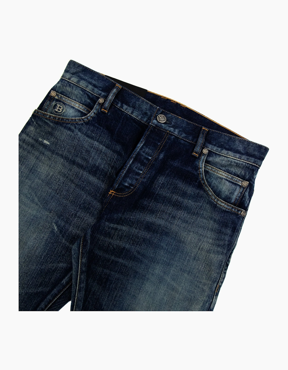 Balmain Distressed Slim Selvedge Jean Denim