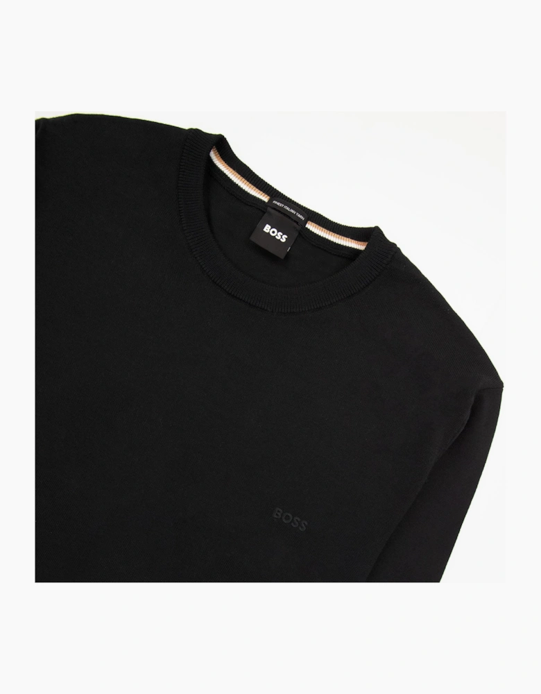 Hugo Boss Botto-l Embroidered Logo With Responsible Wool Sweater Black 001