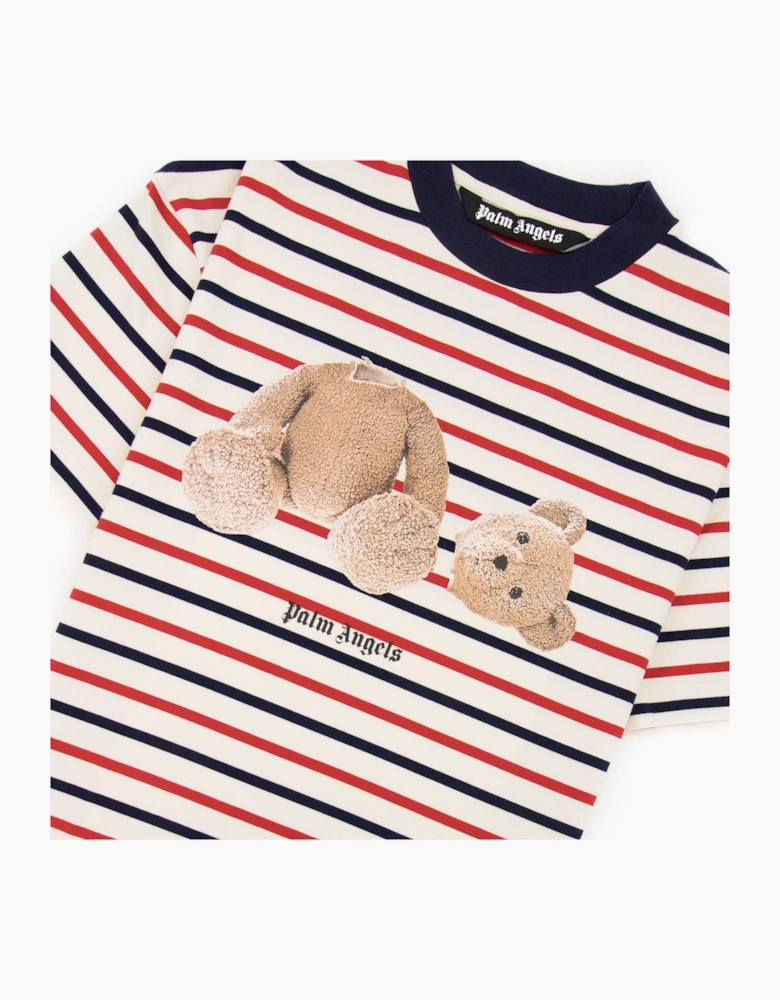 Palm Angels Pa Bear Stripe Classic Tee Red/white