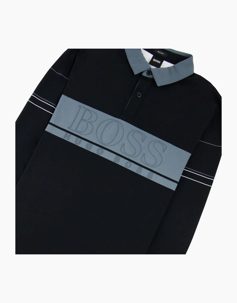 Hugo Boss Plisy 1 Block Logo Long Sleeve Polo Black 001