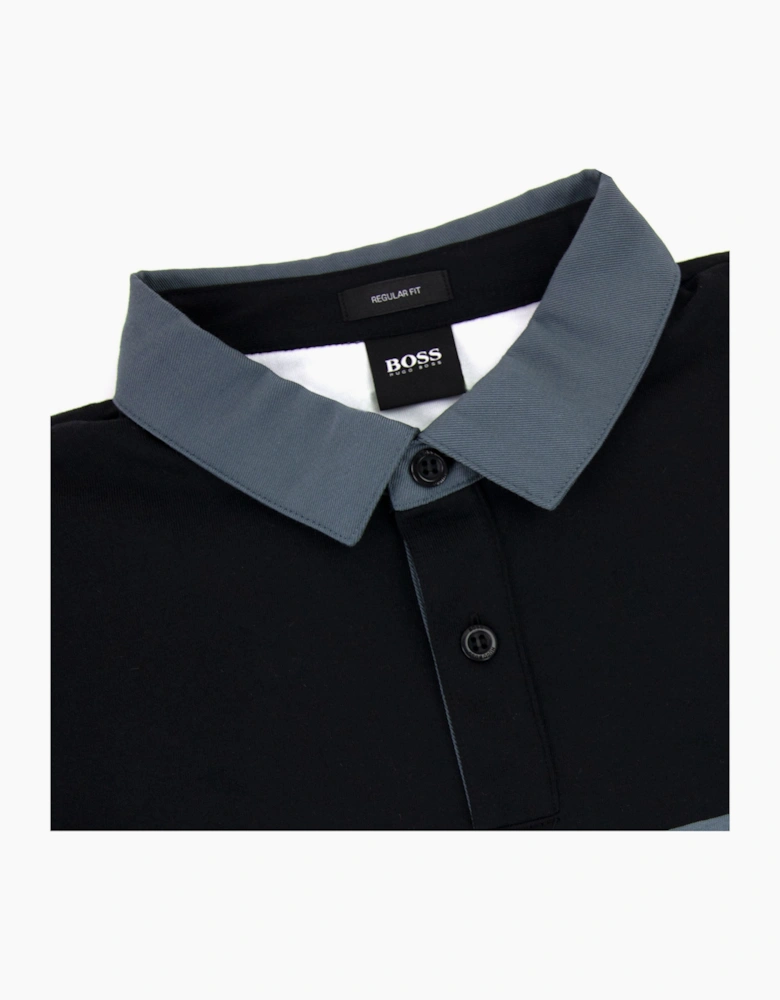 Hugo Boss Plisy 1 Block Logo Long Sleeve Polo Black 001