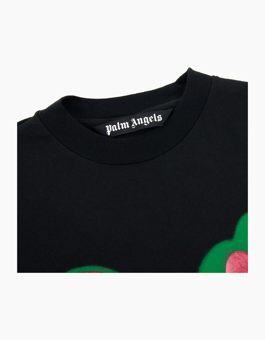 Palm Angels Spray Heart Loose T Shirt Black Fuchsia