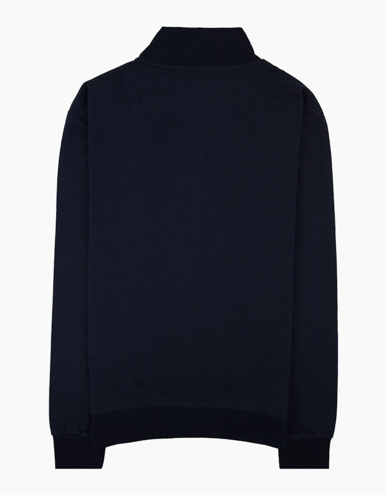 Aquascutum Full Zip Club Check Mockneck Sweatshirt Navy 11