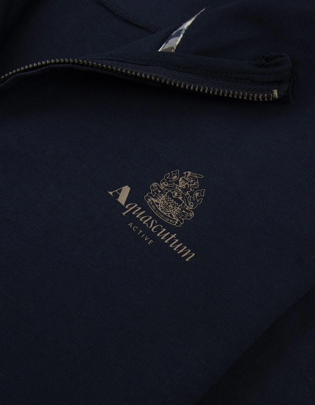 Aquascutum Full Zip Club Check Mockneck Sweatshirt Navy 11