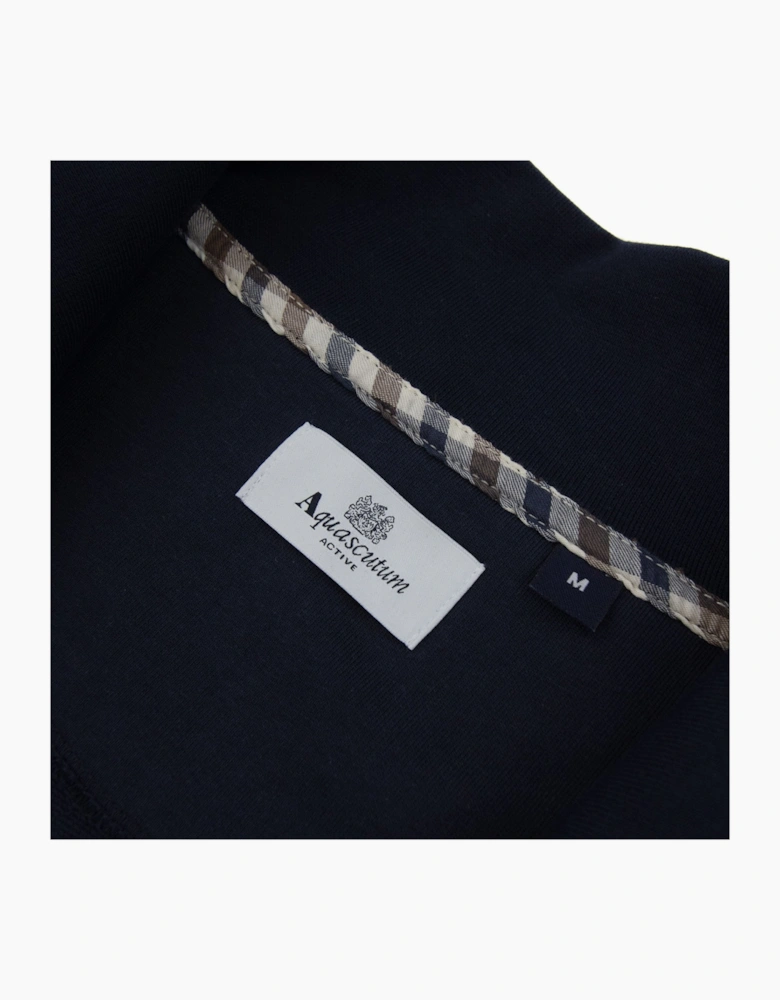 Aquascutum Full Zip Club Check Mockneck Sweatshirt Navy 11