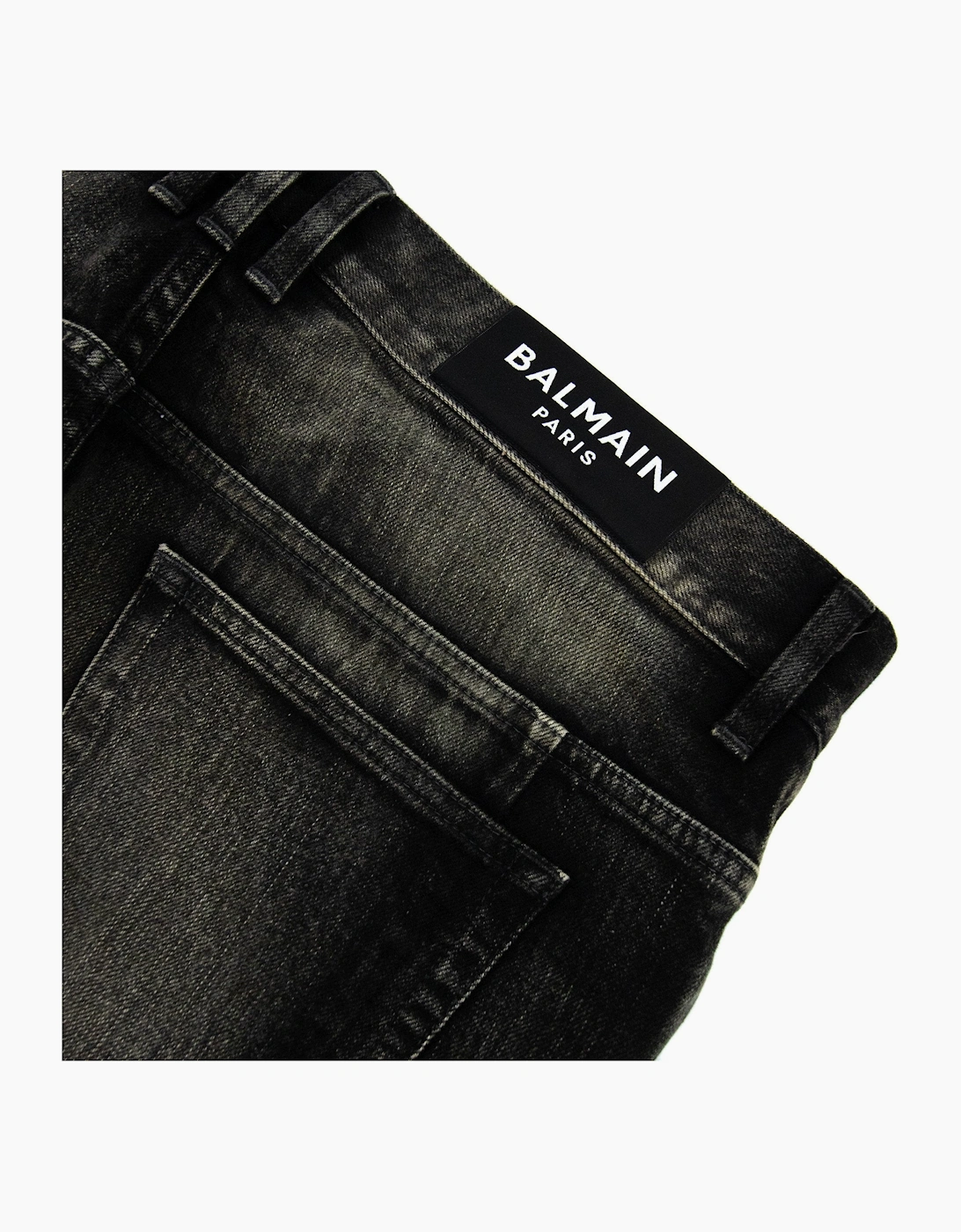 Balmain Distressed Slim Selvedge Jeans Black