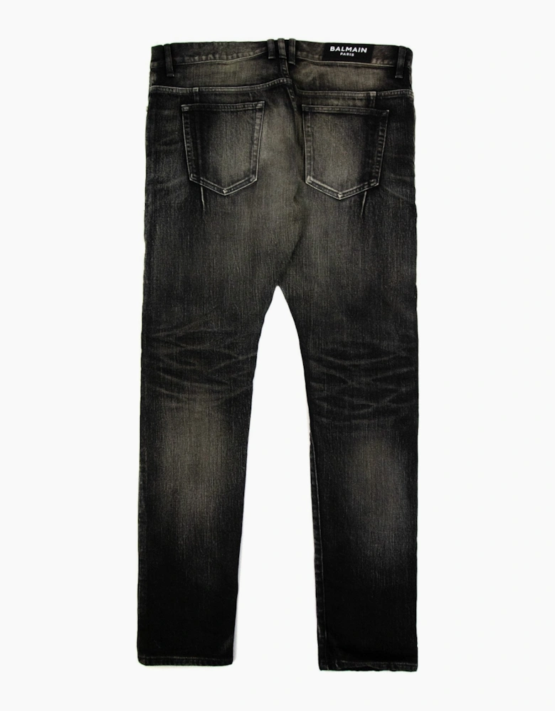 Balmain Distressed Slim Selvedge Jeans Black