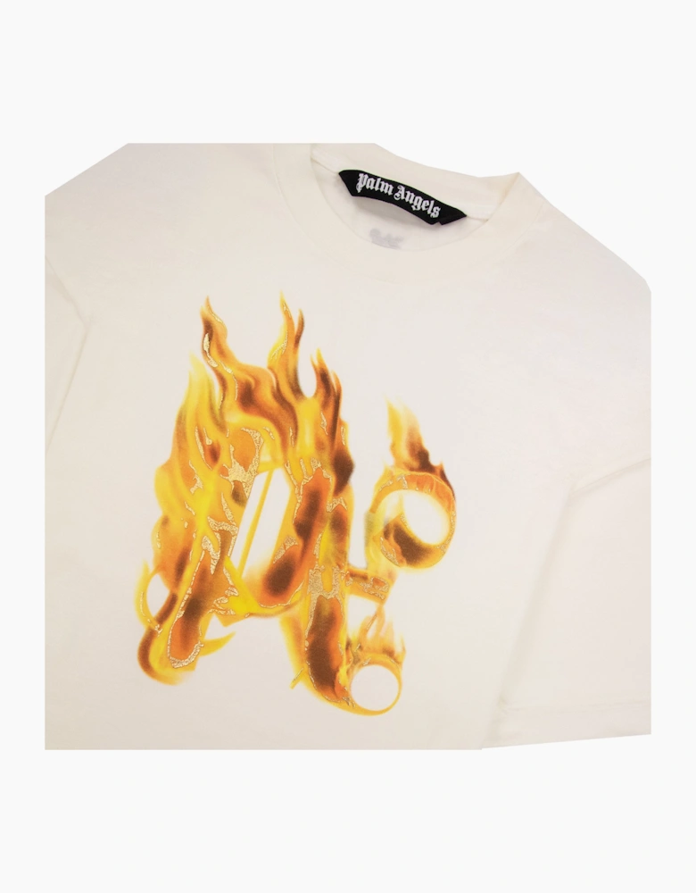 Palm Angels Burning Monogram T Shirt White/gold