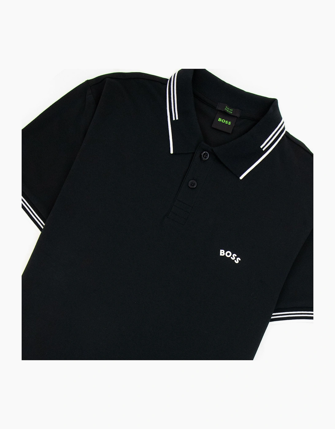 Hugo Boss Pual Curved Logo Slim Fit Polo Black 001