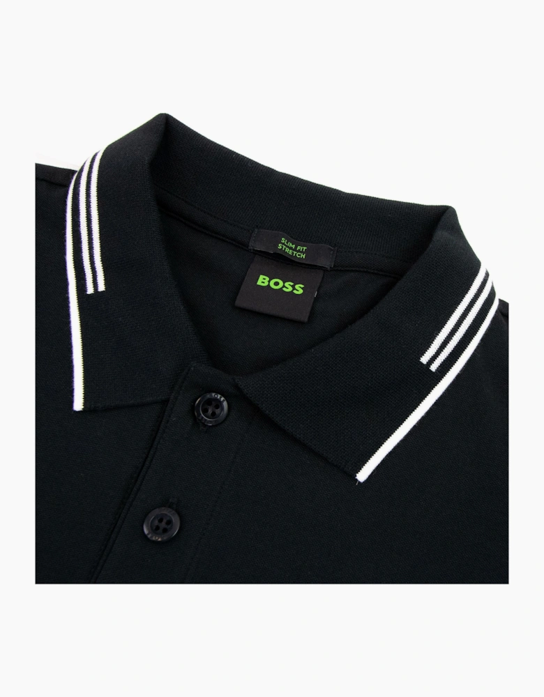Hugo Boss Pual Curved Logo Slim Fit Polo Black 001