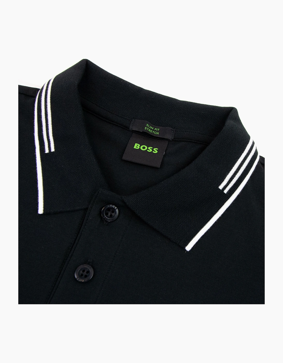 Hugo Boss Pual Curved Logo Slim Fit Polo Black 001
