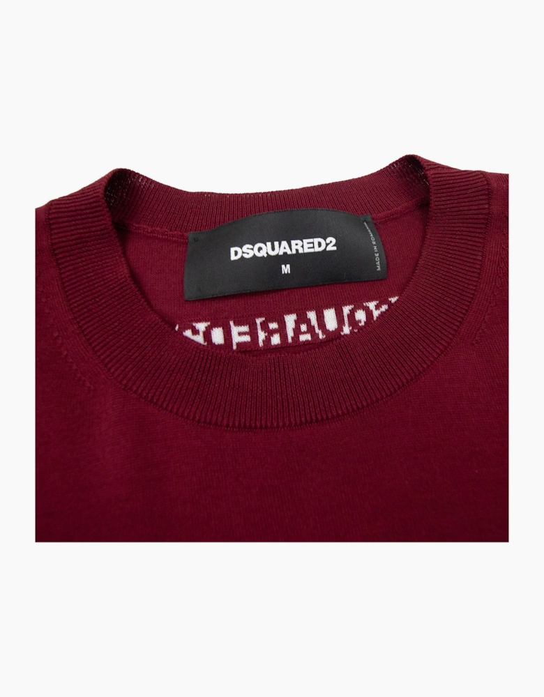 Dsquared2 Monogram Logo Knitted Sweater Burgundy