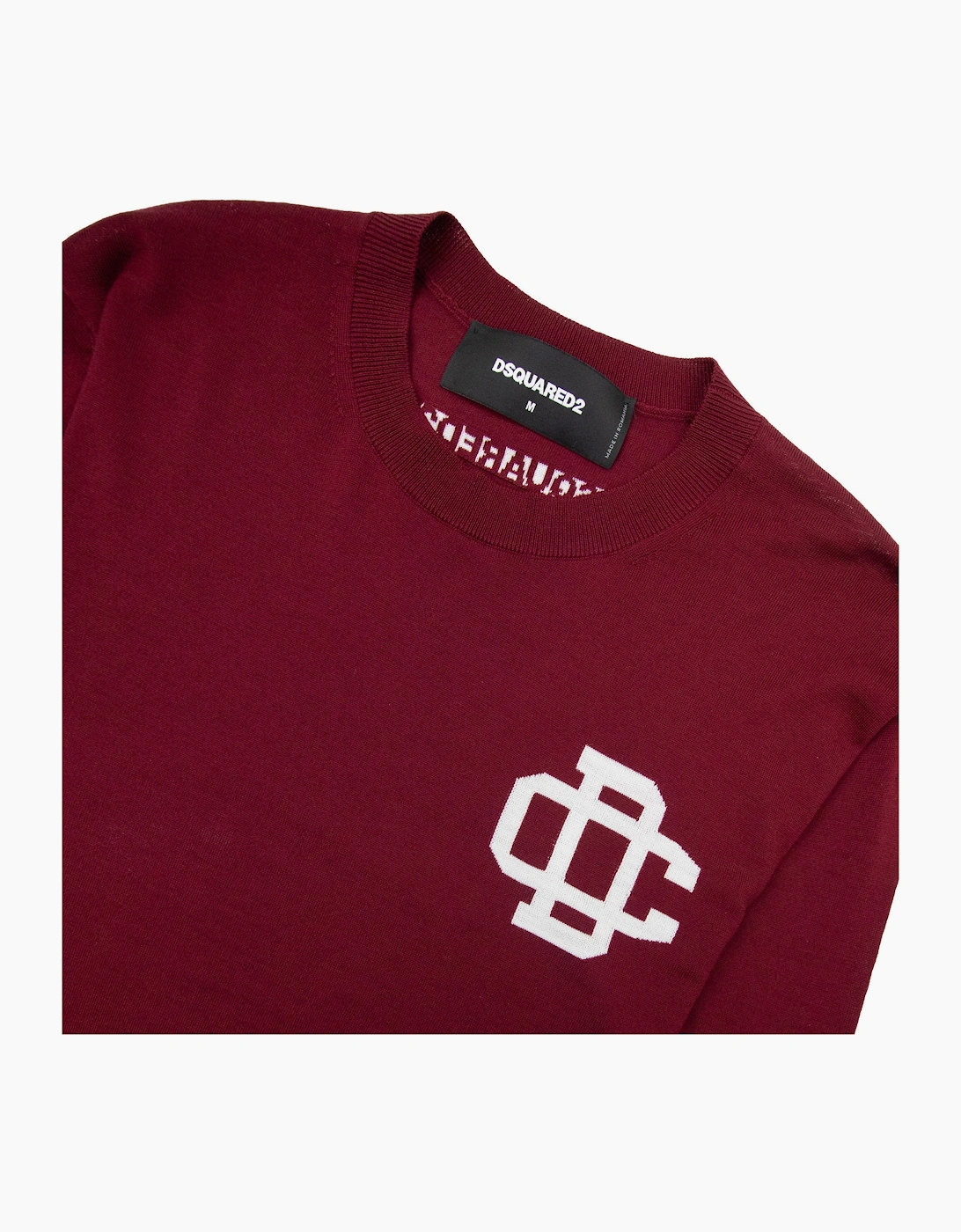 Dsquared2 Monogram Logo Knitted Sweater Burgundy