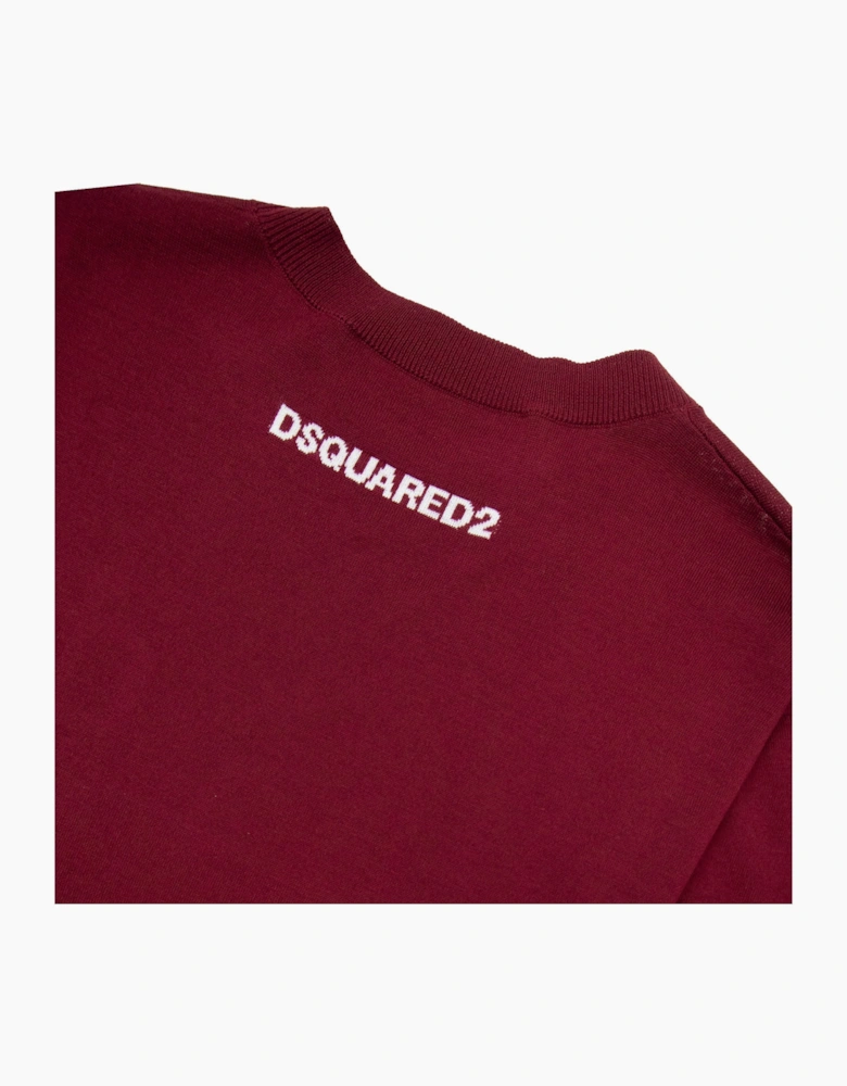 Dsquared2 Monogram Logo Knitted Sweater Burgundy