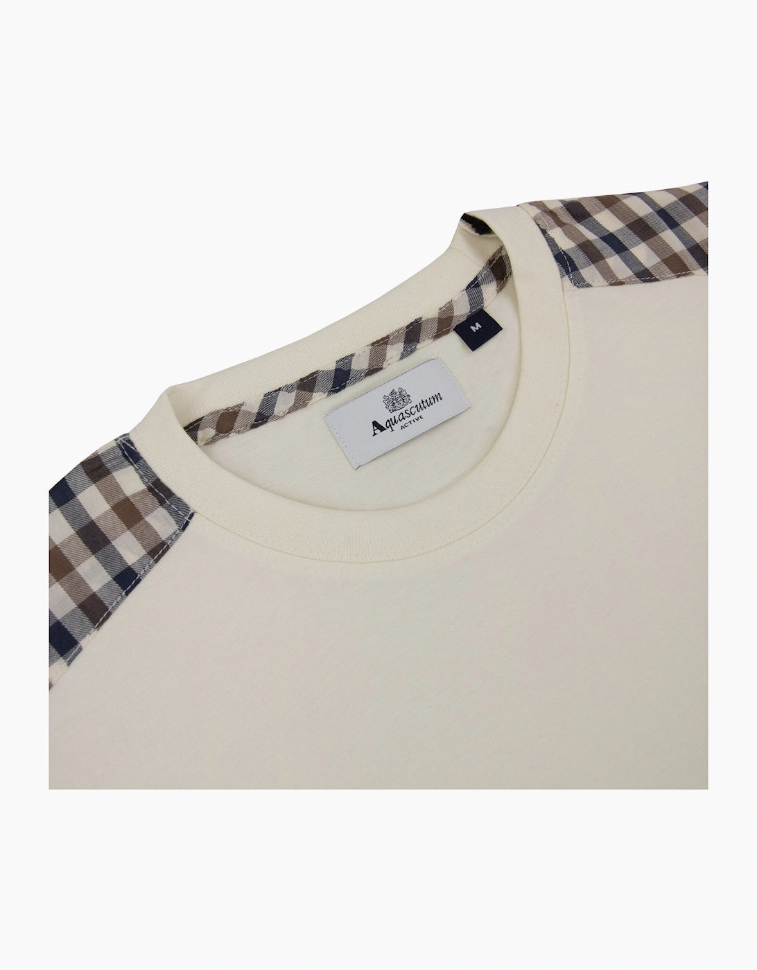 Aquascutum Club Check Shoulder T-shirt Old White