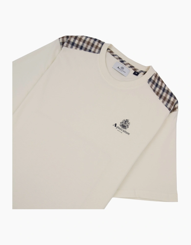 Aquascutum Club Check Shoulder T-shirt Old White