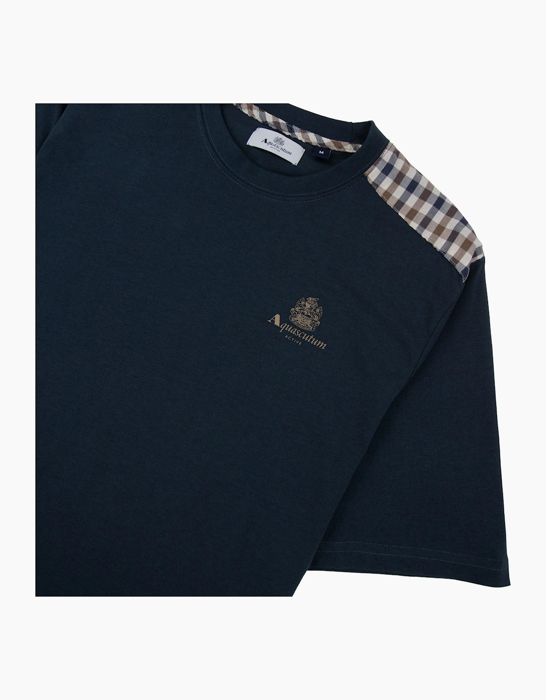 Aquascutum Club Check Shoulder T-shirt Navy