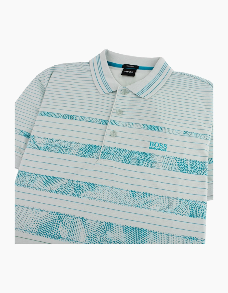 Hugo Boss Regular-fit Paddy 7 Polo Shirt With Patterned Stripe Turquoise