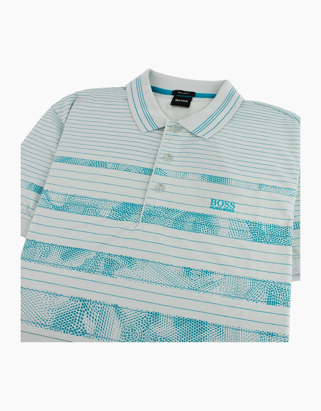 Hugo Boss Regular-fit Paddy 7 Polo Shirt With Patterned Stripe Turquoise