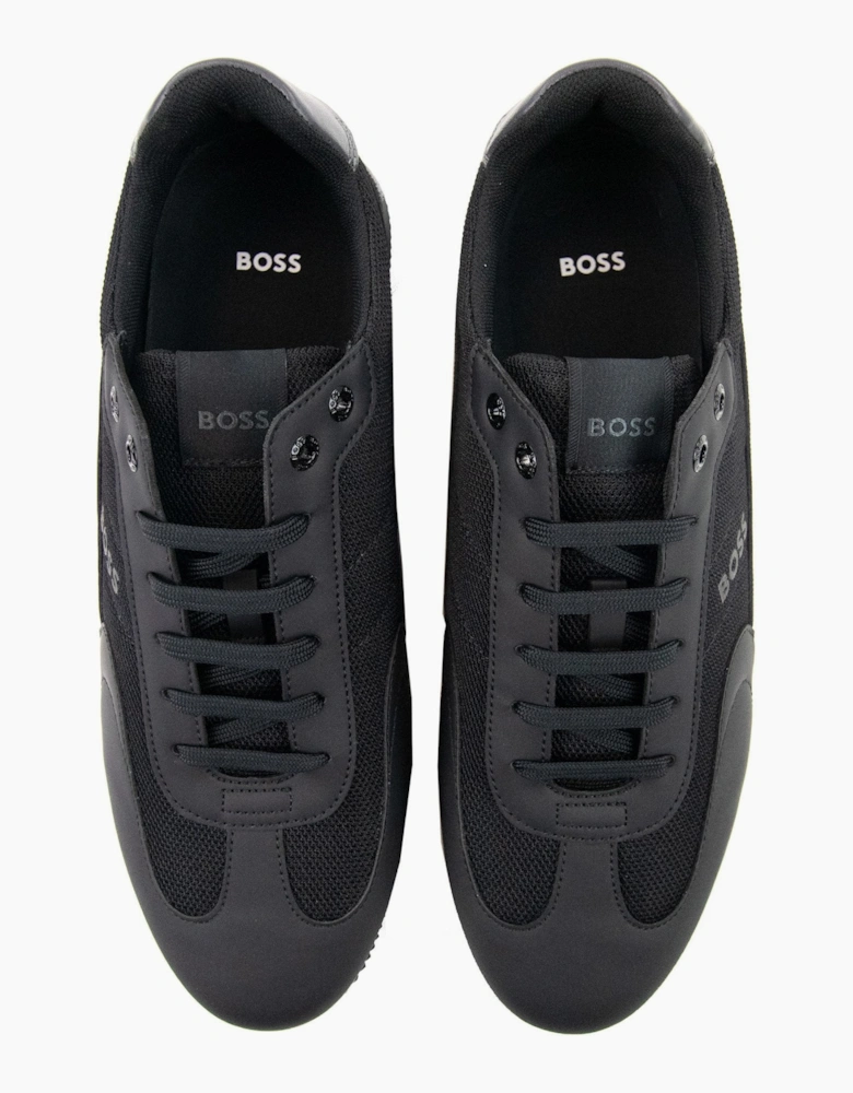 Hugo Boss Rusham Faux Leather And Mesh Trainers Black 001