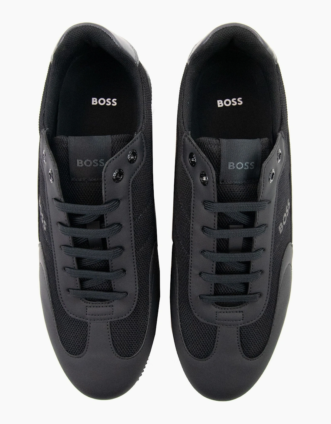 Hugo Boss Rusham Faux Leather And Mesh Trainers Black 001