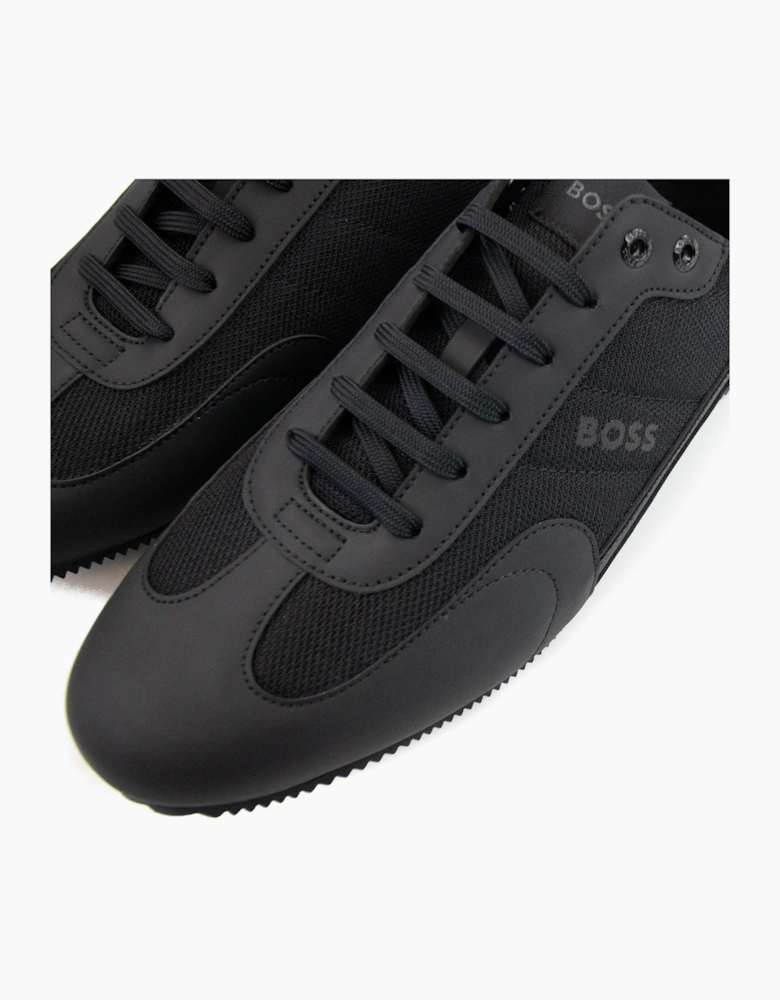 Hugo Boss Rusham Faux Leather And Mesh Trainers Black 001