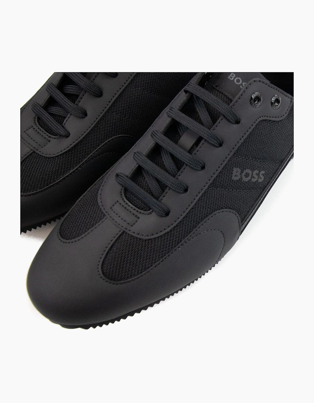 Hugo Boss Rusham Faux Leather And Mesh Trainers Black 001
