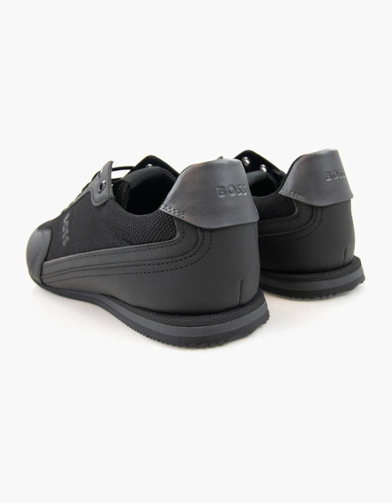 Hugo Boss Rusham Faux Leather And Mesh Trainers Black 001