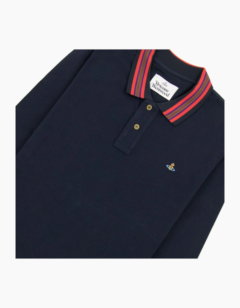 Vivienne Westwood Long Sleeve Classic Stripe Collar Polo Navy