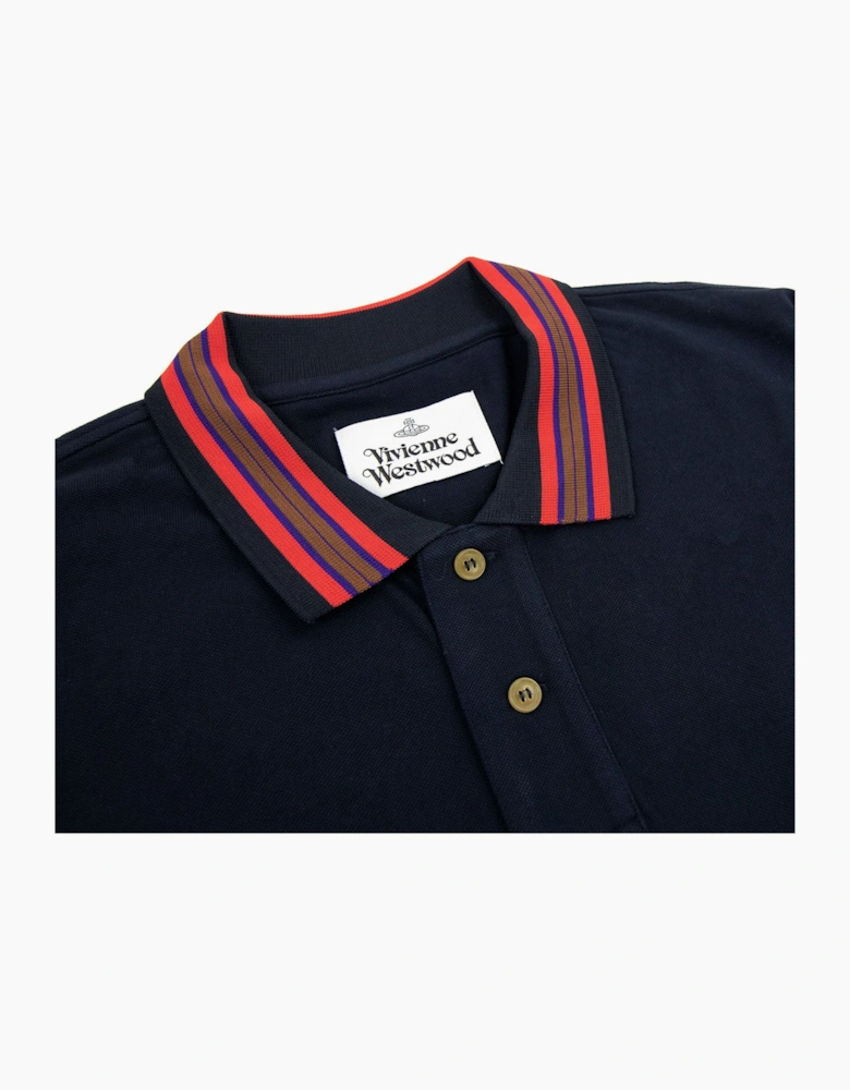 Vivienne Westwood Long Sleeve Classic Stripe Collar Polo Navy