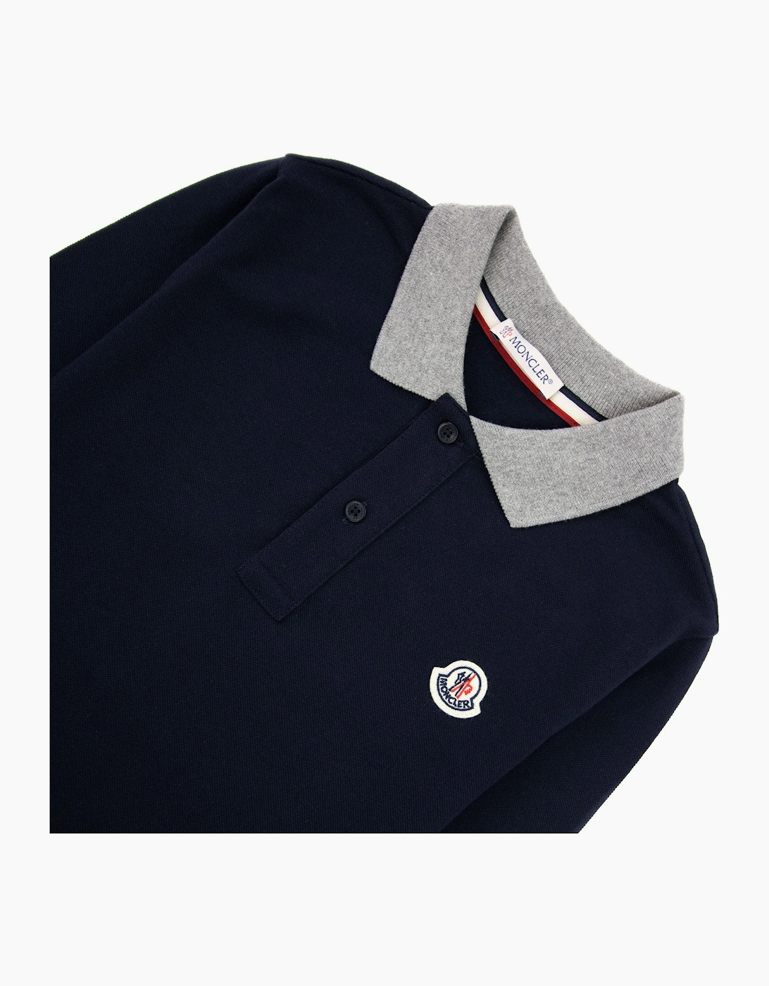 Moncler Junior Logo Maglia Polo Navy
