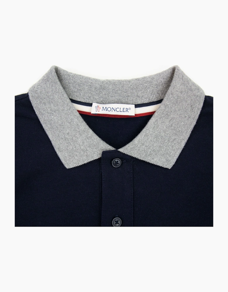 Moncler Junior Logo Maglia Polo Navy