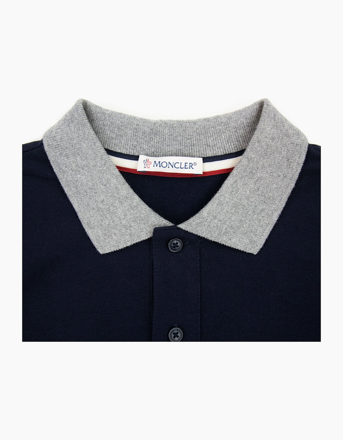 Moncler Junior Logo Maglia Polo Navy