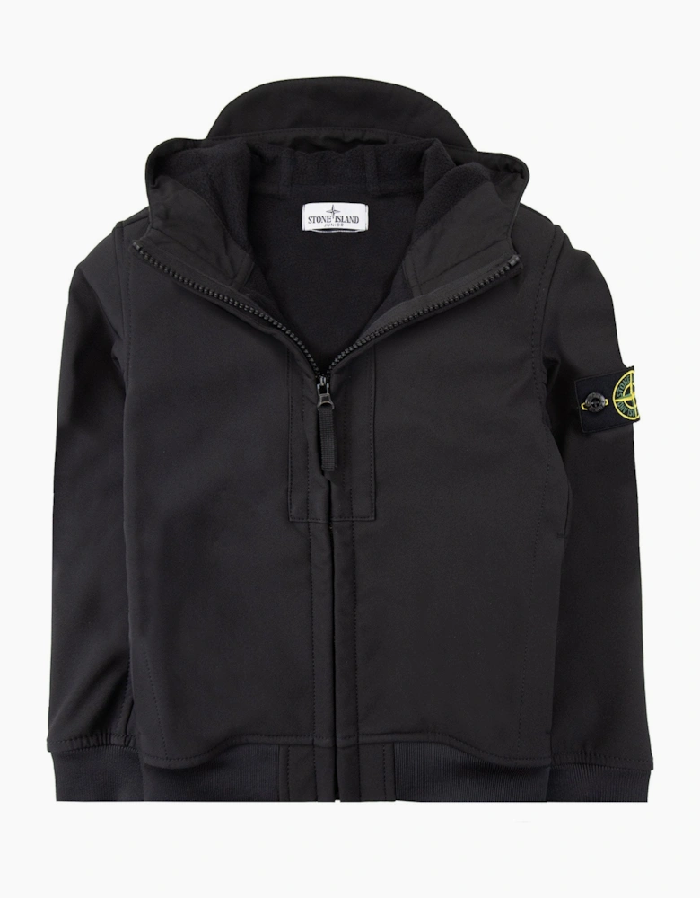 Stone Island Junior Q0122 Soft Shell-r_e.dye® Technology In Recycled Polyester Black V0029