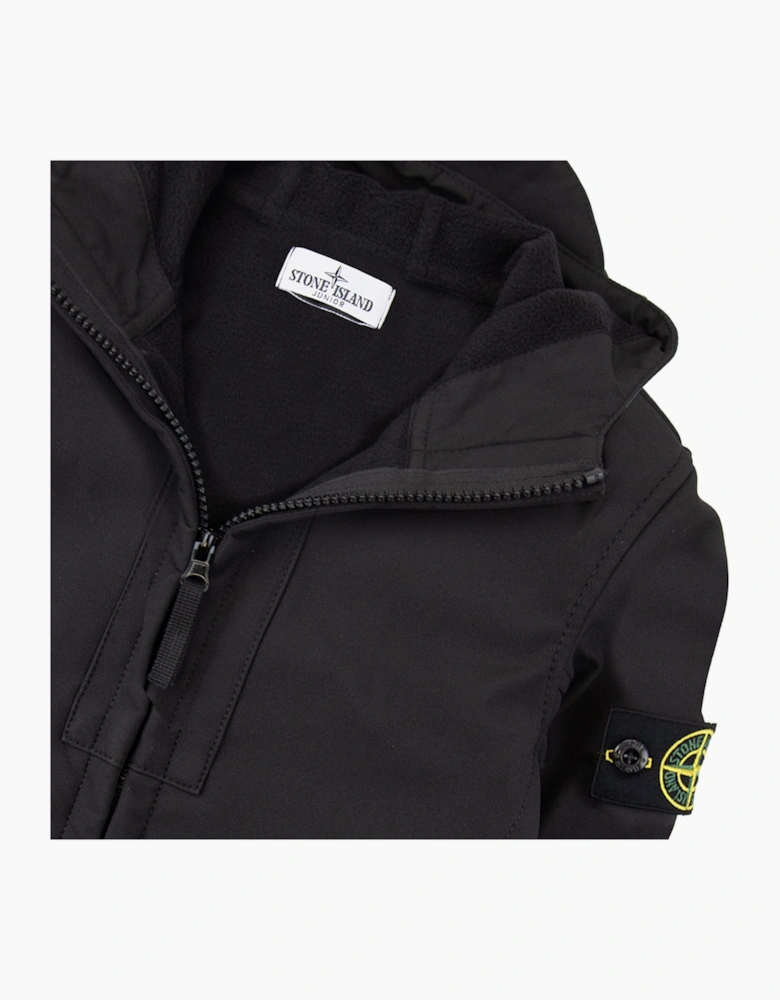 Stone Island Junior Q0122 Soft Shell-r_e.dye® Technology In Recycled Polyester Black V0029