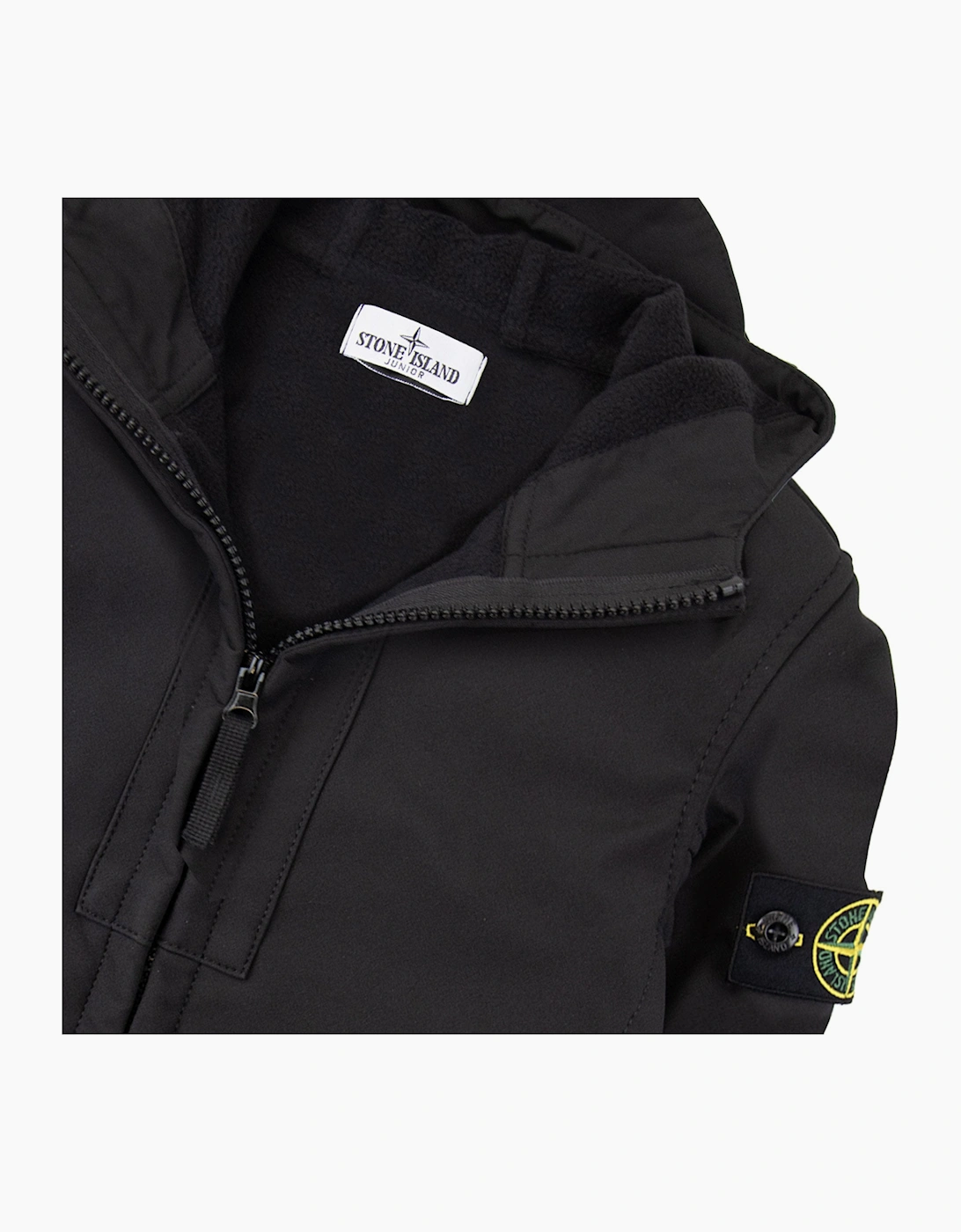Stone Island Junior Q0122 Soft Shell-r_e.dye® Technology In Recycled Polyester Black V0029