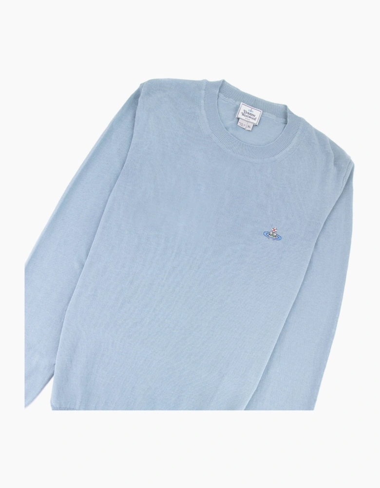 Vivienne Westwood Orb Logo Crewneck Knitted Sweatshirt Ice Blue